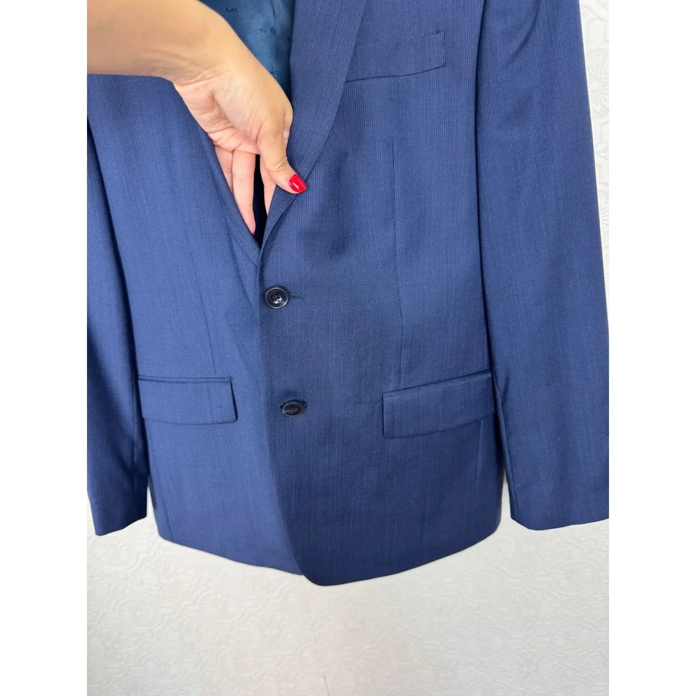 Michael Kors Mens Blue Wool Blend 2 Button Blazer‎ Sport Coat Jacket 40R 40 R